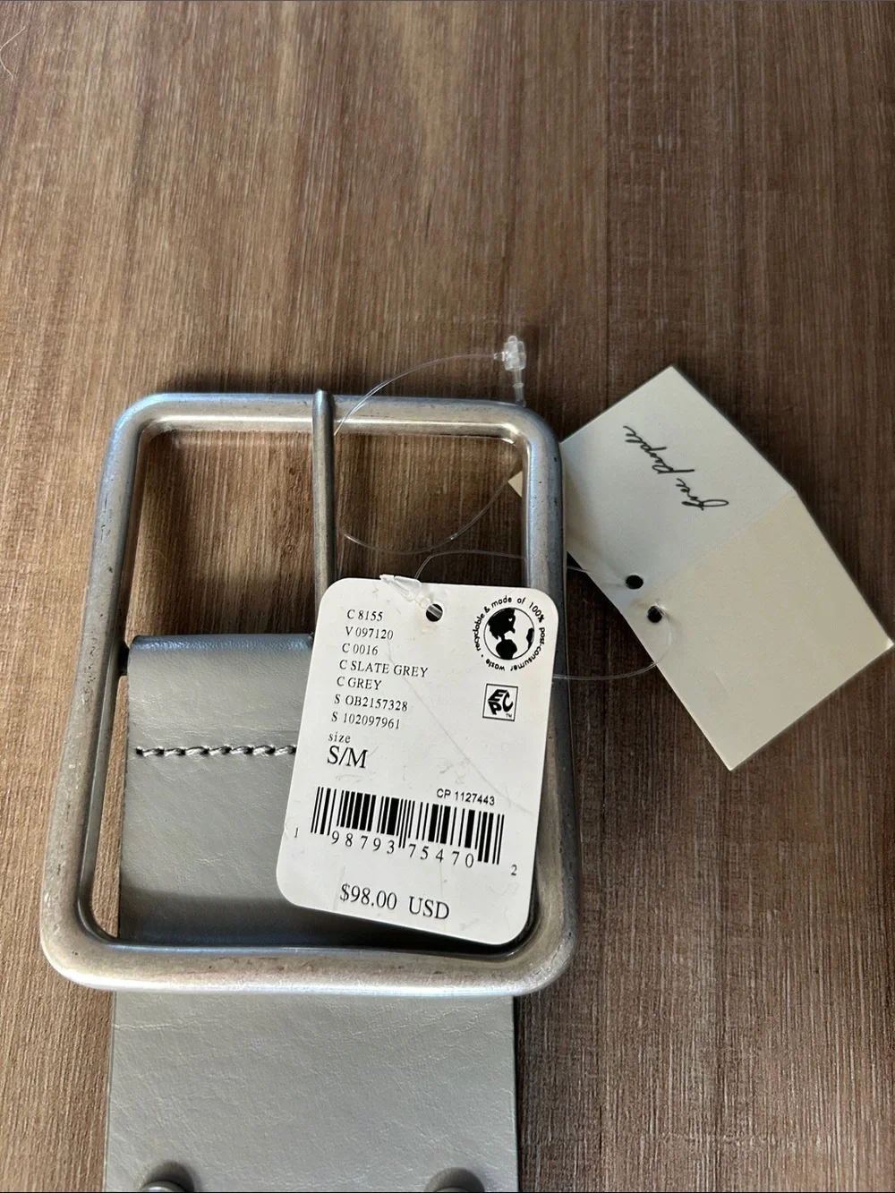 Free People Light Gray Studded Belt, 100% cow leather